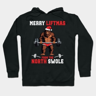 Merry Liftmas From North Swole Muscle Santa Weightlifting Hoodie